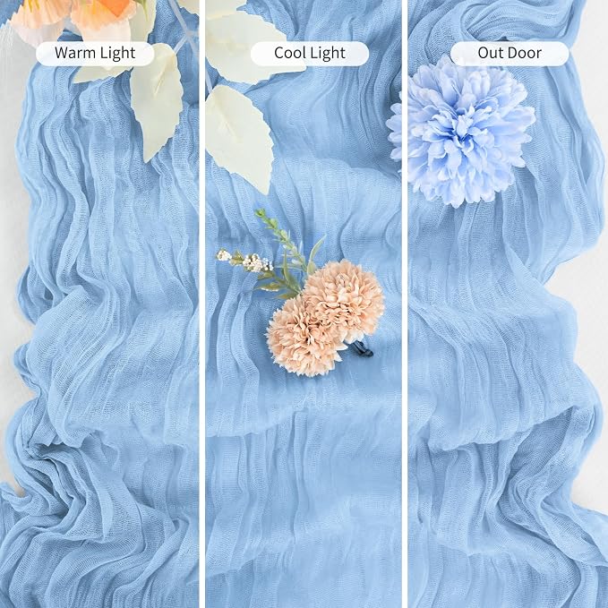15 Pack Light Blue Table Runner 17 x 108inch Cheesecloth Table Runner Boho - Image 6