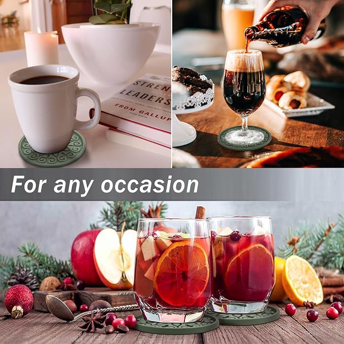 Silicone Coasters for Drinks, Resistant Reusable Drink Coasters-Great Gift for - Image 6