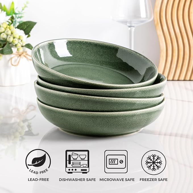 AmorArc 8.5’’ Ceramic Pasta Bowls Set of 4, 36oz Large Stoneware Bowls Set | - Image 6