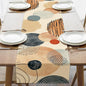Boho Modern Geometric Dining Table Runner, Circle Abstract Art Burlap | Kitchen by Croar
