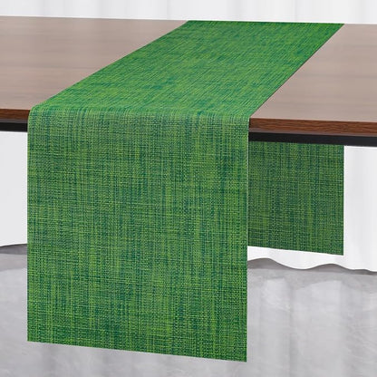 Myir JUN Dark Green Table Runner Home Decor Dining Table Runners | Vinyl Table by MyirJUN