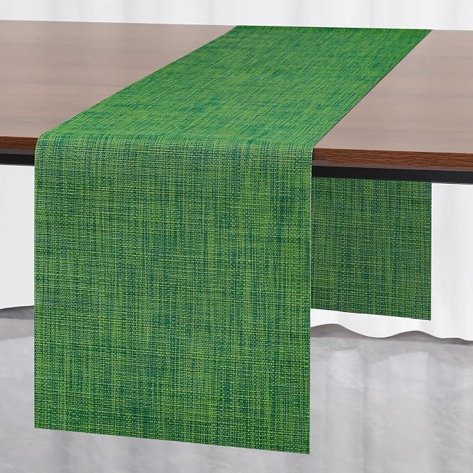 Myir JUN Dark Green Table Runner Home Decor Dining Table Runners | Vinyl Table by MyirJUN