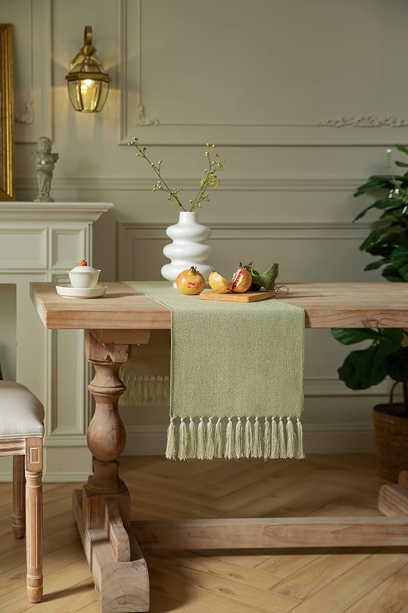 Sage Green Table Runners 36 Inches Long, Burlap Linen Style Rustic Farmhouse - Image 3