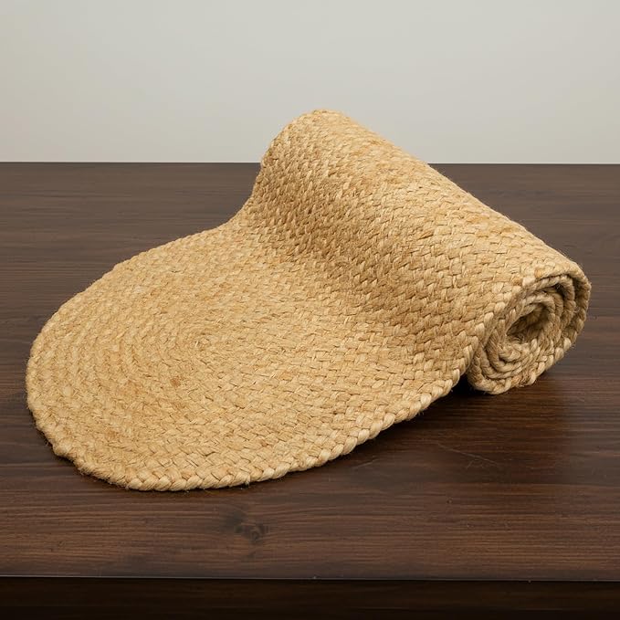 Encasa XO Handwoven Jute Table Runner, Center Table 12"x54" Jute Natural Bleach - Image 6