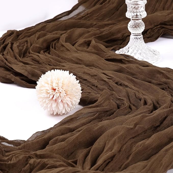 12 Pack 10Ft Brown Cheesecloth Table Runner 23 x 120 Inch | Gauze Rustic Boho - Image 3