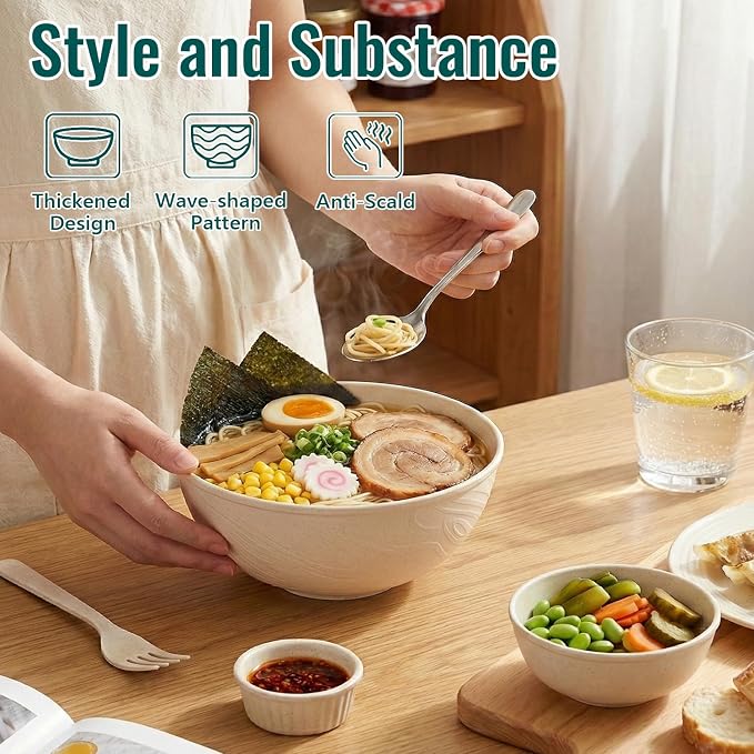 40 OZ Cereal Bowls 8 PCS, Unbreakable & Lightweight Wheat Straw Bowl - Image 6