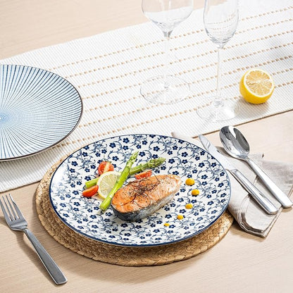 Dinner Plates Set of 6, 10.5 Inch Ceramic Dish Set Plate Set for Kitchen, Microwave, Oven and Dishwasher Safe, Scratch Resistant
