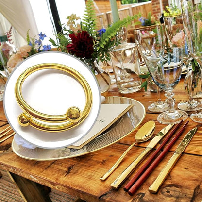8 Pcs Gold Napkin Rings - Round Napkin Ring,Stainless Steel Napkin Rings,Metal Napkin Ring for Table Settings Wedding Christmas Party Dinner Table(Spring Type)