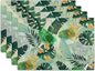 Tropical Palm Leaves Place Mats Set of 4 Green Gold Leaf Summer Washable Heat Resistant Table Mats Linen Fabric Table Mat 12×18 Inch for Party Kitchen Dining Home Decor