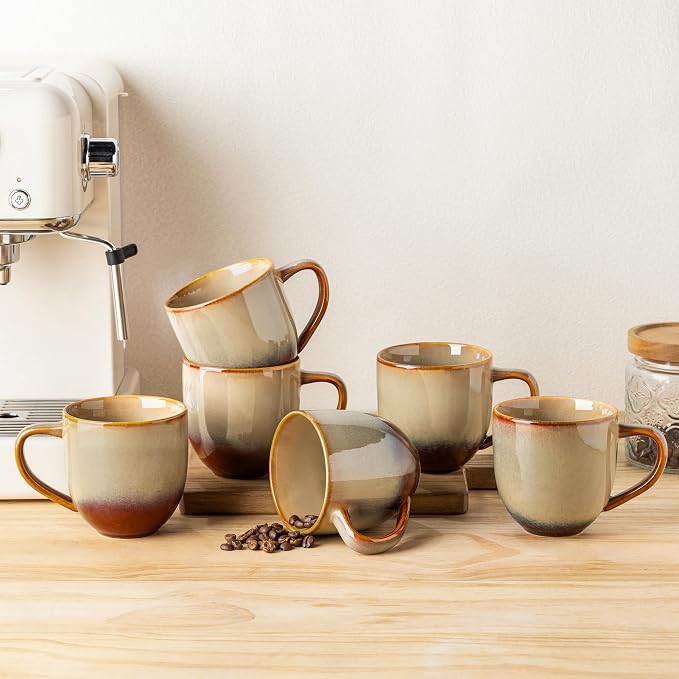 theterra Ceramic Coffee Mugs Set of 6, 12 oz Coffee Cups by TheTerra