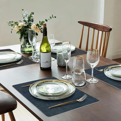 Fyvva Placemats Set of 4 Wipeable Reversible Faux Leather - Image 6