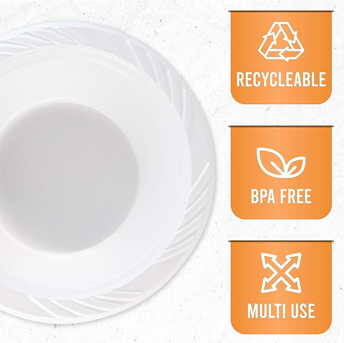 200 Count Disposable 12 ounce White Plastic Soup Bowls - Image 6