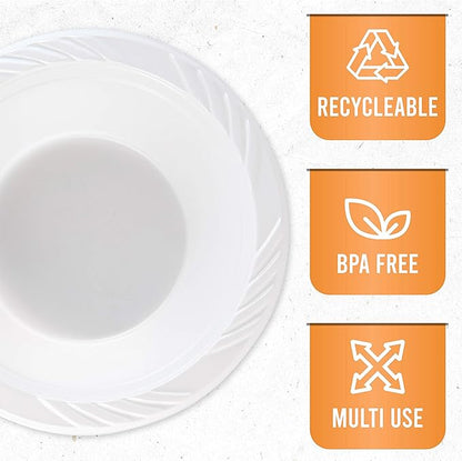 200 Count Disposable 12 ounce White Plastic Soup Bowls - Image 6
