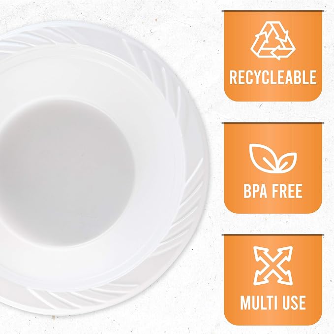 400 Count Disposable 12 ounce White Plastic Soup Bowls - Image 6
