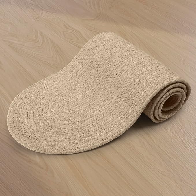 Encasa XO Table Runner, Handmade Ribbed Cotton 12"x54" | Beige, Heat & Scratch - Image 2