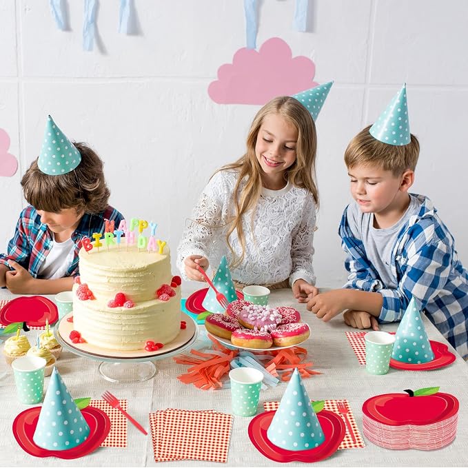 100 Pcs Apple Party Supplies Set, Serves 25 – Disposable Apple-Shaped Paper - Image 4