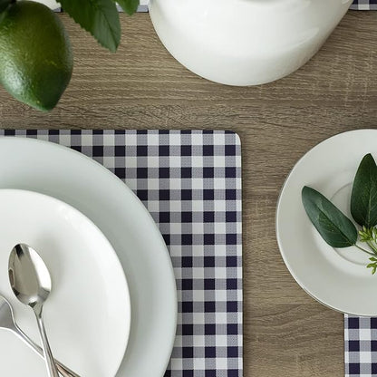 Benson Mills Cork Placemats Set of 4, Thick Cork Place Mats for Kitchen and Dining Tables, Easy Clean Table Mats (12" x 16" Rectangular Set of 4, Gingham Check Navy)