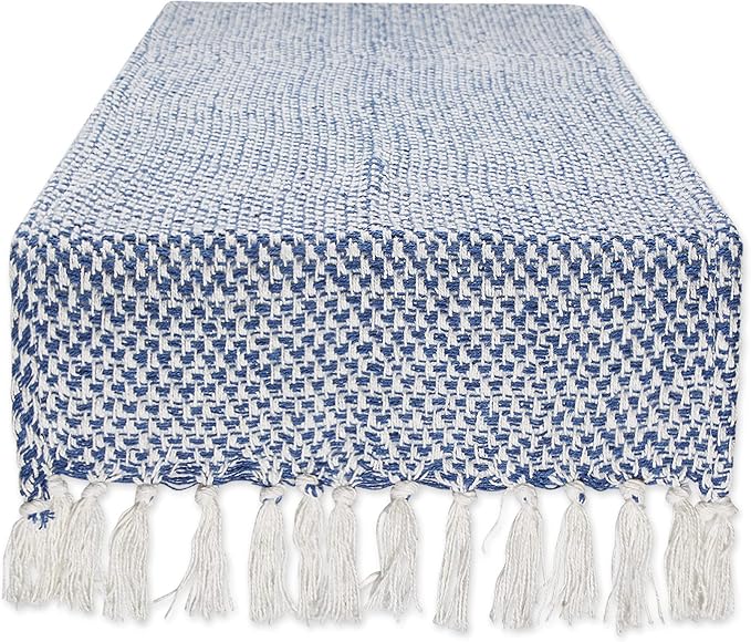 DII Woven Basics Collection 100% Cotton Knit Table Runner, Nautical Blue by DII