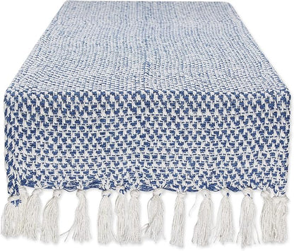 DII Woven Basics Collection 100% Cotton Knit Table Runner, Nautical Blue by DII