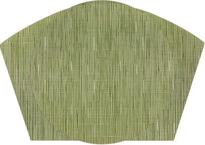 SHACOS Round Table Placemats Set of 7 Wedge Placemat with Centerpiece Round Mat Heat Resistant Table Mats Wipe Clean (7, Green)