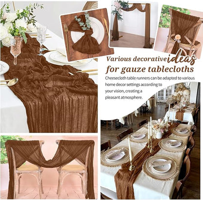 Pesonlook Cheesecloth Table Runner Brown, 10 Pack 17.7x108 inch, Long | Rustic - Image 7