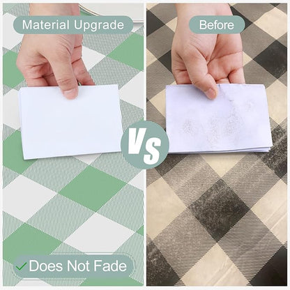 misaya Square Waterproof Vinyl Table Cloth, Buffalo Flannel Backed Tablecloth, Wipeable Plastic Table Cover for Dinner, Kitchen, Outdoor (54" x 54", Sage Green and White)