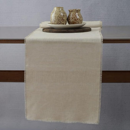 Linen Table Runner with Fringe- 14x72 Inch Natural, 100% Pure Linen Table Runner - Image 4