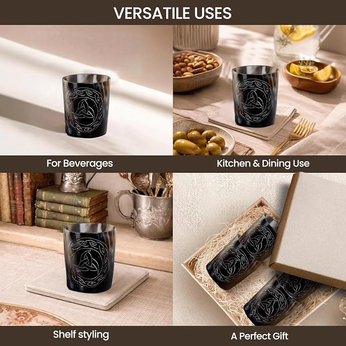 Handicrafts Home Viking Horn Shot Glasses Set of 12, Rustic Viking Drinkware - Image 4