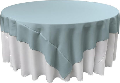LA Linen Polyester Poplin Washable Square Tablecloth, Stain and Wrinkle Resistant Table Cover 72x72, Fabric Table Cloth for Dinning, Kitchen, Party, Holiday 72 by 72-Inch, Blue Light
