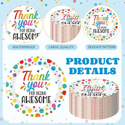 Gerrii 60 Pcs Thank You Themed Party Plates 7 Inch We Appreciate You Disposable - Image 3