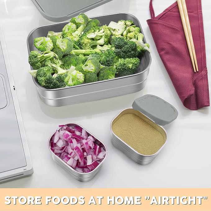 3 CUP+1 CUP Stainless Steel Lunch Snack Containers Set | Leak Proof 304 - Image 6