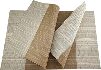 Gugrida Vinyl Grey Florals Placemats Heat Resistant Dining Table Mats Non-Slip Washable Place Mats Set of 6