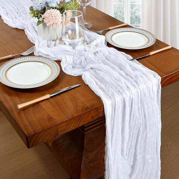 12 Pack White Cheesecloth Table Runner 17 x 108 Inch | Boho Gauze Cheese Cloth - Image 3