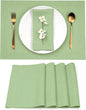 D'Moksha Homes Linen Placemats 14 x 19 Inch - Sage Green Placemats Set of 4-100% Pure Linen Table Place Mats for Spring, St Patricks Day, Easter - Handcrafted and Machine Washable