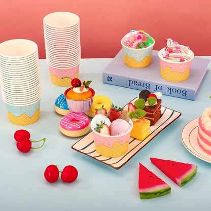 50 Pack Paper Ice Cream Cups 9oz Dessert Paper Bowls Disposable Ice Cream Party - Image 5