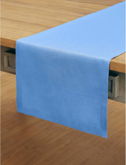 Solino Home 100% Pure Linen Table Runner Provence Blue, Fete 14 x 48 in | Table - Image 2