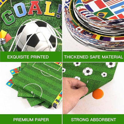 180pcs Soccer Plates and Napkins Party Supplies, Serves 60 | International - Image 3