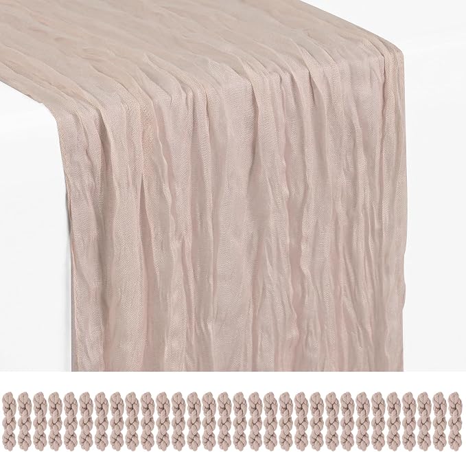 Showgeous 30 Pack Rosy Brown Cheesecloth Table Runner, 17 x 108 Inches | Boho by Showgeous