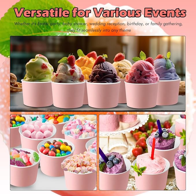 Jingmore Paper Ice Cream Cups 9oz Colored Disposable Dessert Bowls - Image 7