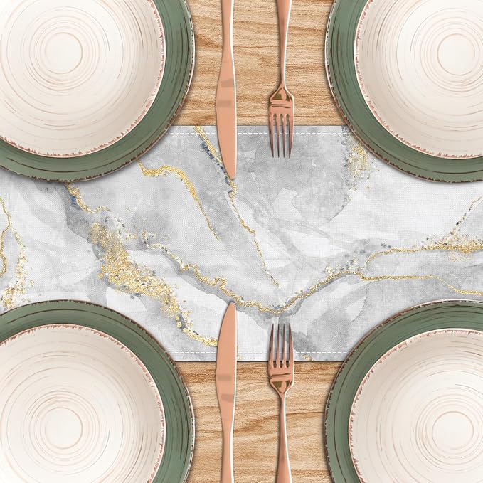 Marble Table Runner 13x36 Inch Gold Grey Table Dresser Runners Modern Table - Image 5