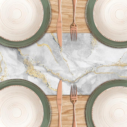 Marble Table Runner 13x36 Inch Gold Grey Table Dresser Runners Modern Table - Image 5