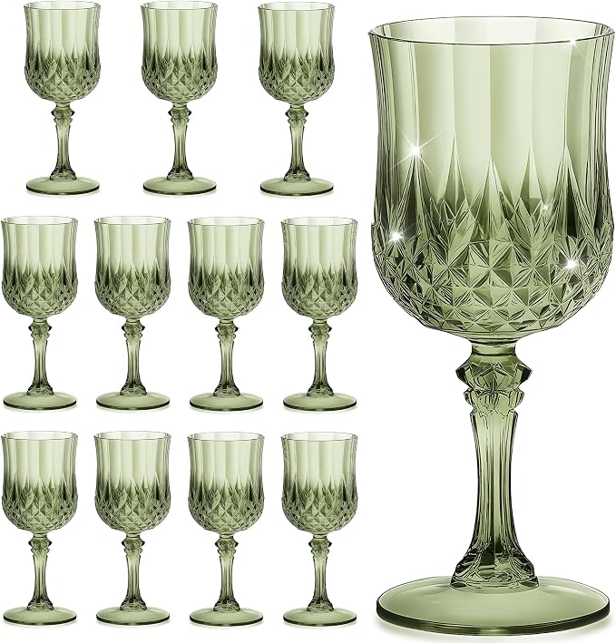 7OZ Plastic Wine Glasses, Reusable Vintage Goblets Unbreakable Drinking Glasses by Unknown
