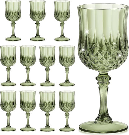 7OZ Plastic Wine Glasses, Reusable Vintage Goblets Unbreakable Drinking Glasses by Unknown