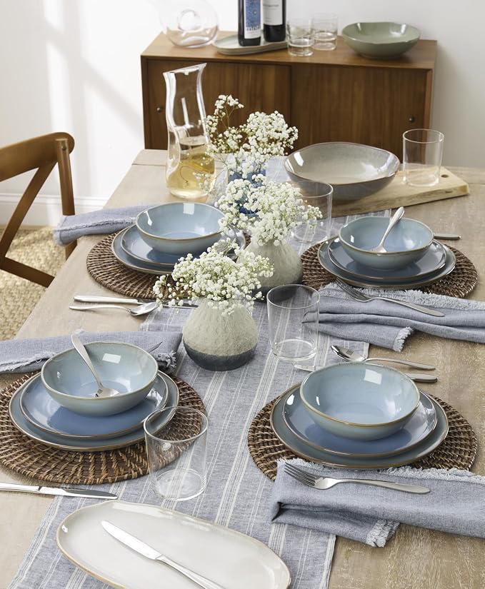 Oneida 897199 Organic Shades 12-Piece Dinnerware Set, Slate Blue - Image 8