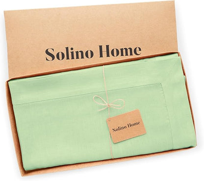 Solino Home Linen Tablecloth for Rectangle Tables 60 x 120 Inch - 100% Pure Linen Pastel Green Table Cloth - Fete, Machine Washable Cloth Tablecloth for Spring, St Patricks Day, Easter