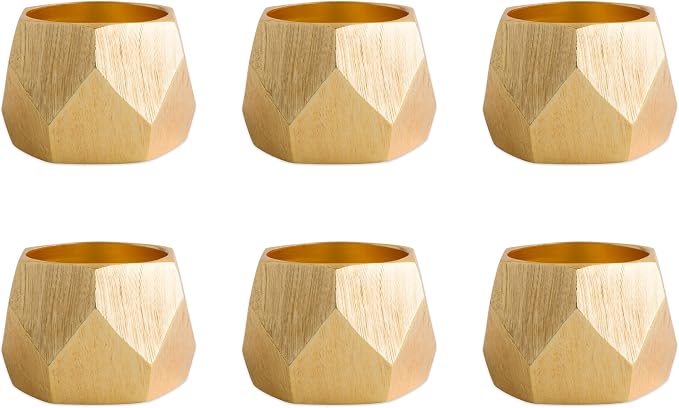 DII Decorative Geometric Napkin Ring Set, Triangle Band Gold by DII
