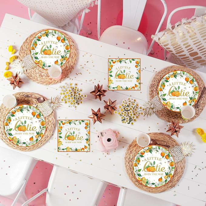 40 Pcs Little Cutie Baby Shower Plates and Napkins Party Supplies - Image 6