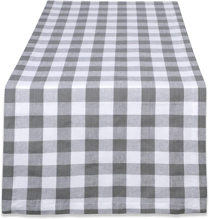 DII Checkered Tabletop Collection 100% Cotton, Machine Washable, Table Runner by DII
