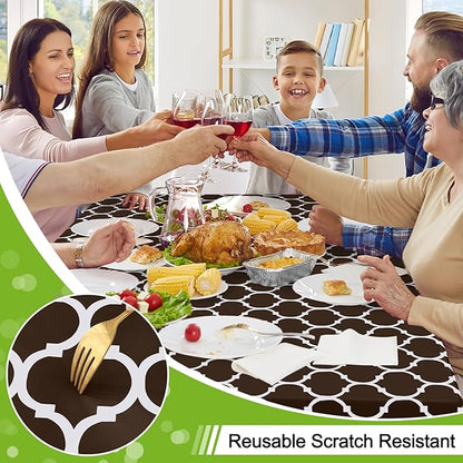 Smiry Rectangle Table Cloth Cover, Waterproof Vinyl Tablecloth with Flannel Backing for Rectangle Tables, Wipeable Spillproof Plastic Tablecloths for Dining, Camping, Indoor, Outdoor (60"x84", Coffee)