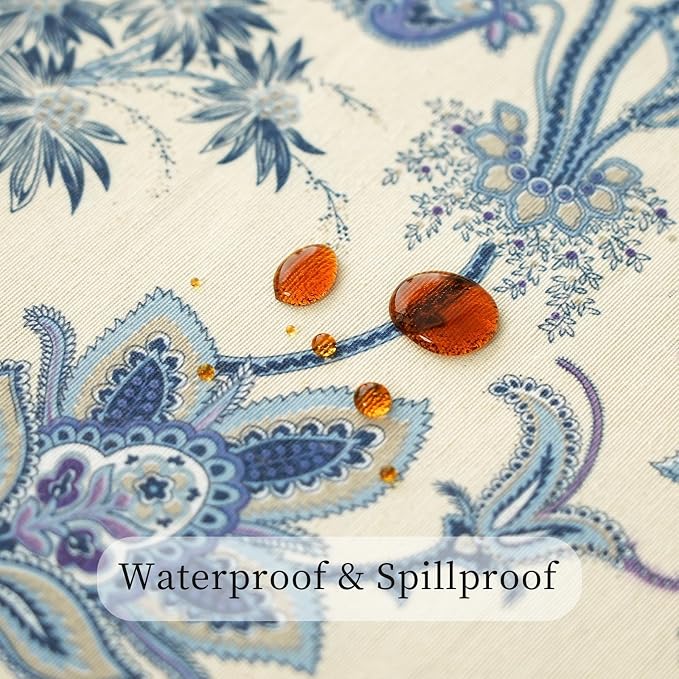 Waterproof Blue Table Runner 12x60 Inch | Cotton Polyester Seasonal Spring - Image 3
